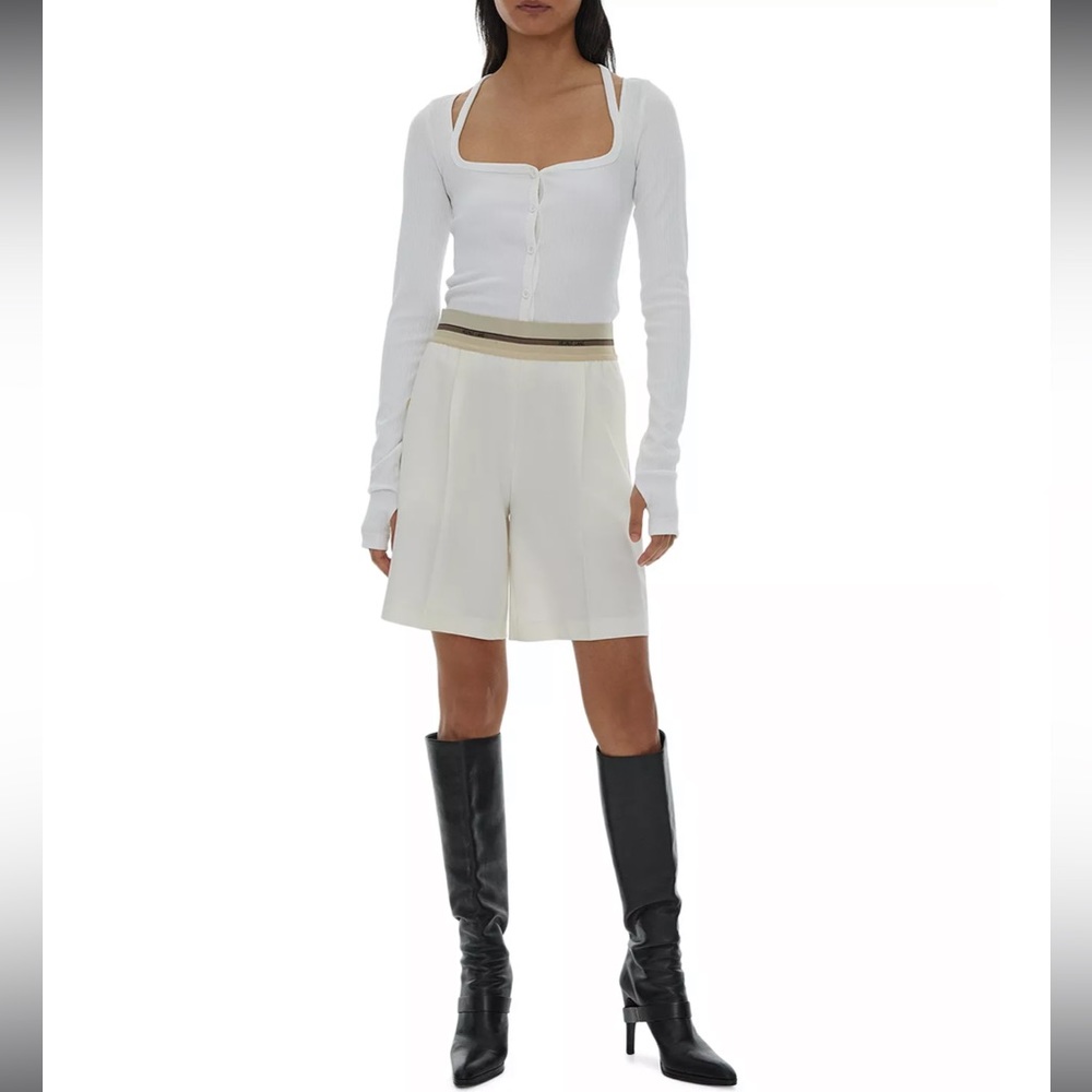 Helmet Lang Striped Waist Pull On Shorts